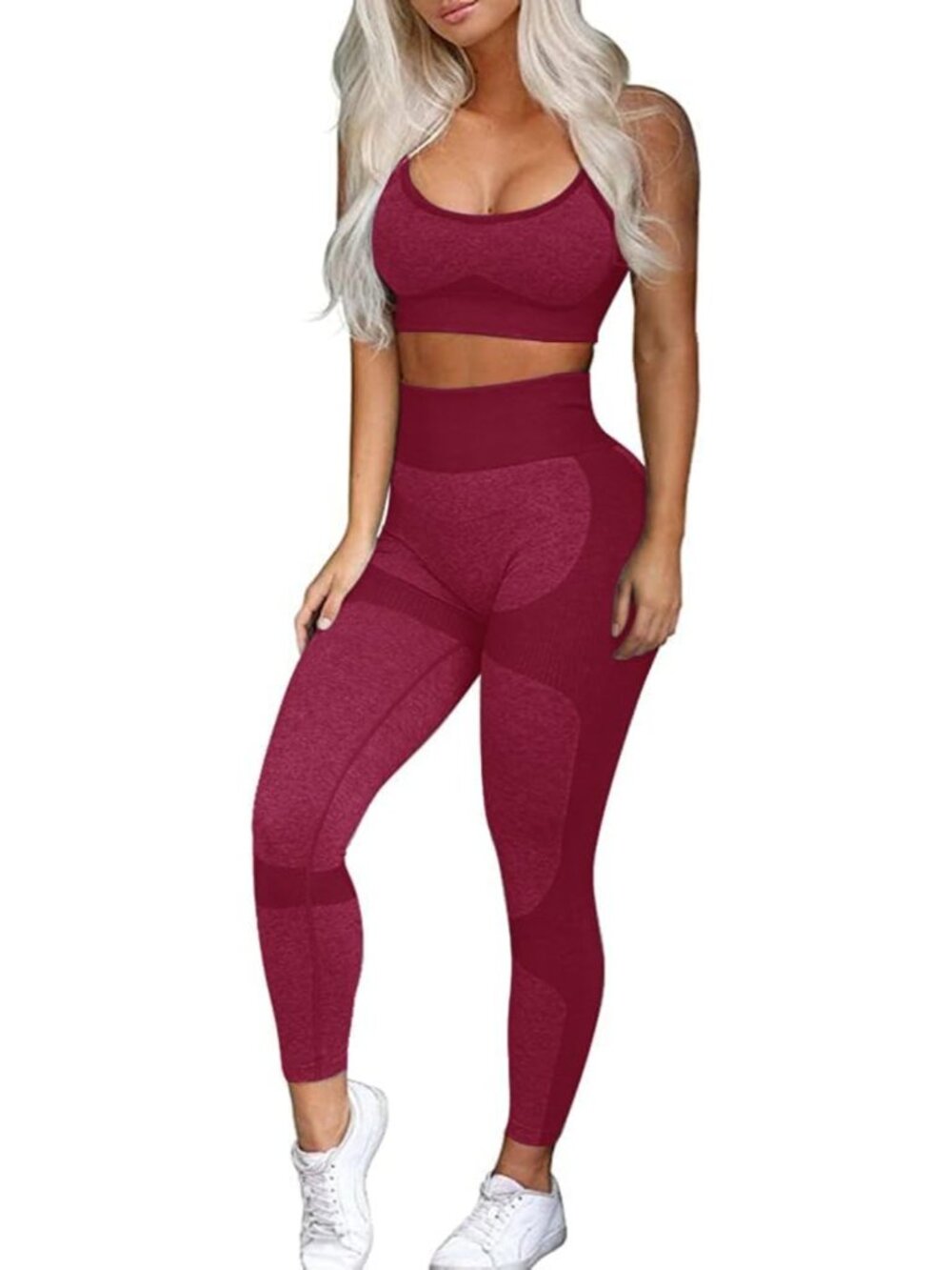 Seamless 2-Piece Women's Workout Set - Criss-Cross Sports Bra & Leggings